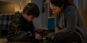 Koli bandıyla sarılmış eski ayakkabılar.